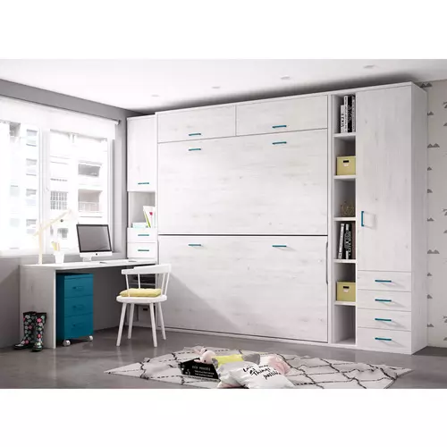 Litera abatible doble con altillo para almacenamiento 