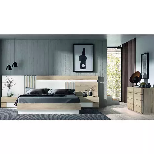 Dormitorio con cabecero, mesitas y cómoda gl cosmo 8