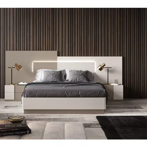 Cama Premium con Cabecero Tapizado en Tonos Neutros