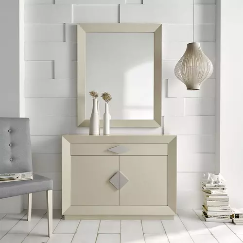 Mueble recibidor de fondo reducido con amplio almacenaje interior en Madrid