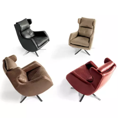 Sillón con mecanismo giratorio y patas metálicas