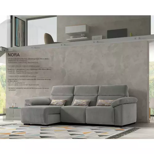 Sofá chaise longue con acabados en piel 