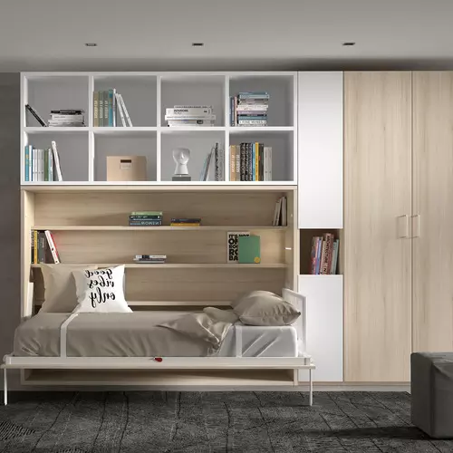 Cama de Matrimonio Plegable con Estantería Interior