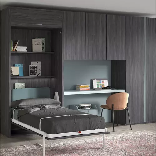 Armario con Cama Vertical Integrada y Maletero Superior