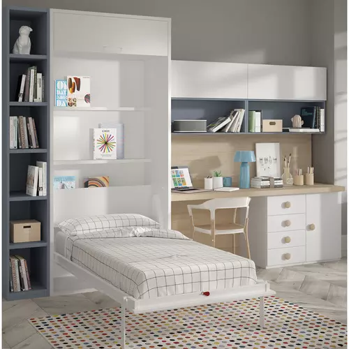 Mueble de Pared con Cama Vertical y Altillo de Almacenaje