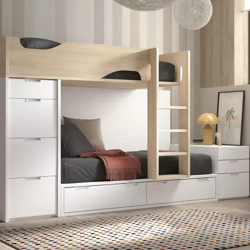 Cama Tren Juvenil con Doble Baúl y Armario de Gran Capacidad en Madrid