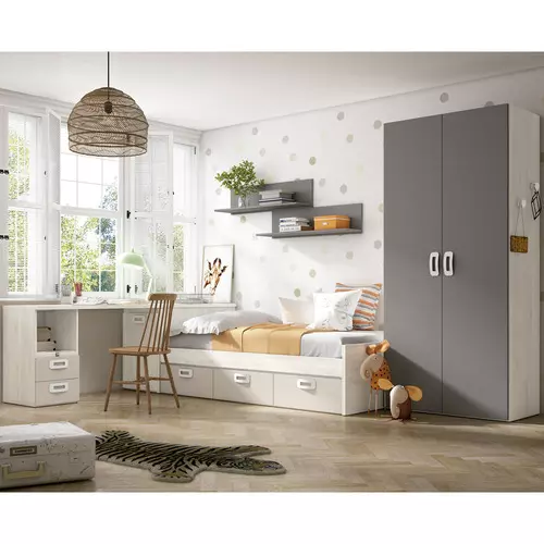 Cama Nido Juvenil con Módulo de 3 Cajones Contenedores