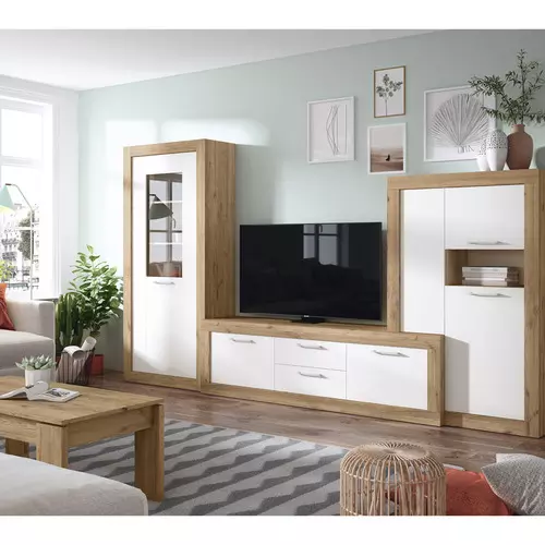 Mueble de Salón con Molduras de 30mm en Naturale y Blanco Mate