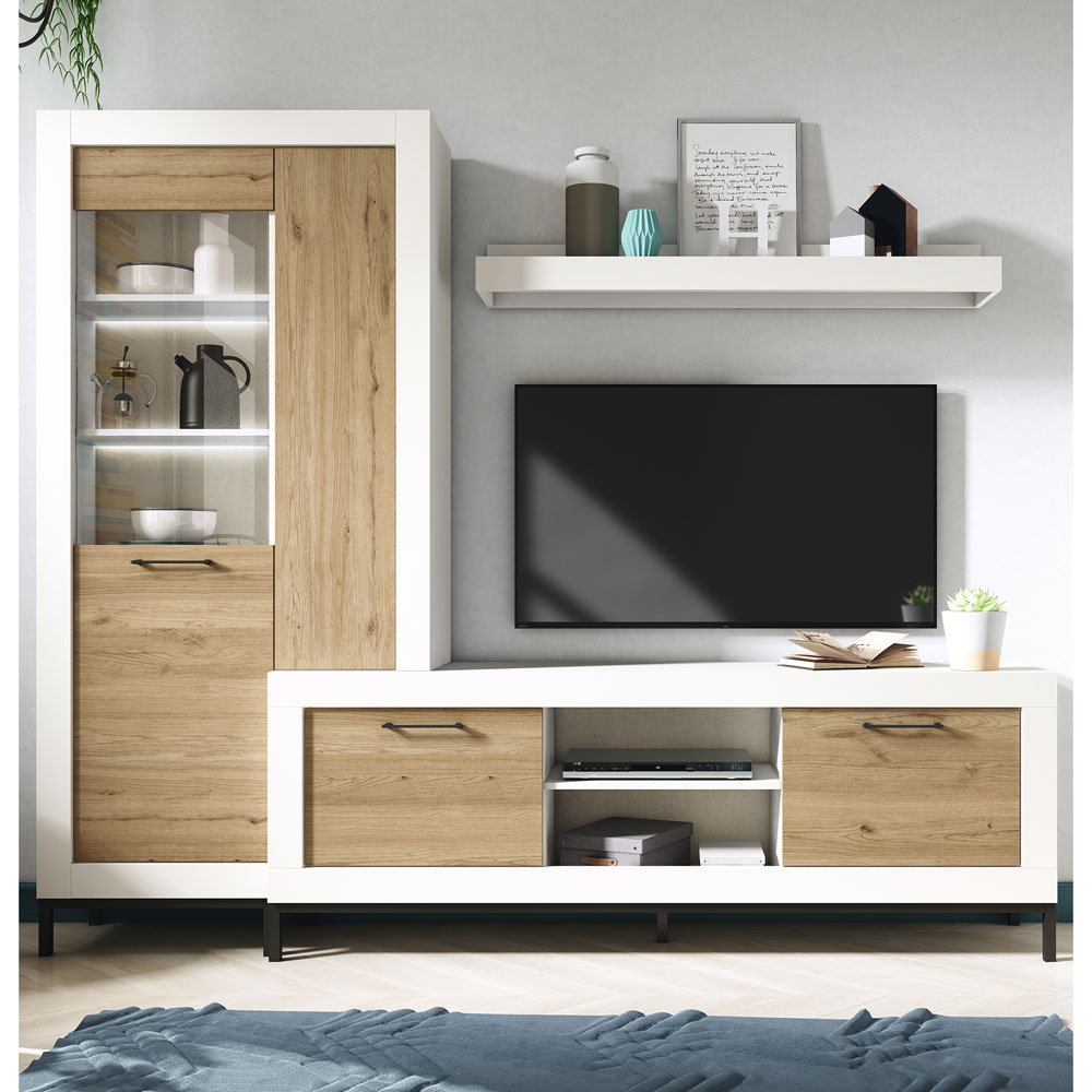 Mueble de Salón con Amplias Zonas de Almacenaje y Mesa de TV