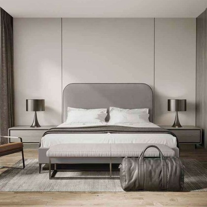 Cabecero con bordes redondeados en gris neutro en Madrid