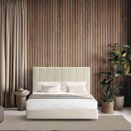 Cabecero de líneas verticales simétricas en tono beige